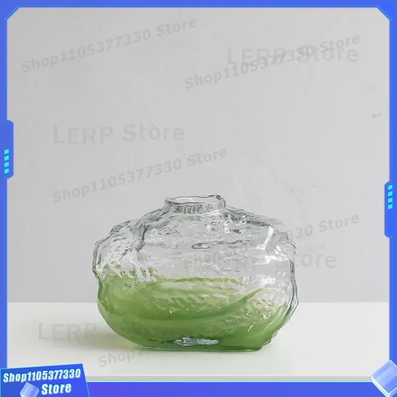 Art Glass Hanging Bell Irregular Relief Gradual Color Change Horse Drunk Wood Vase Home Interior Living Room Model Flower