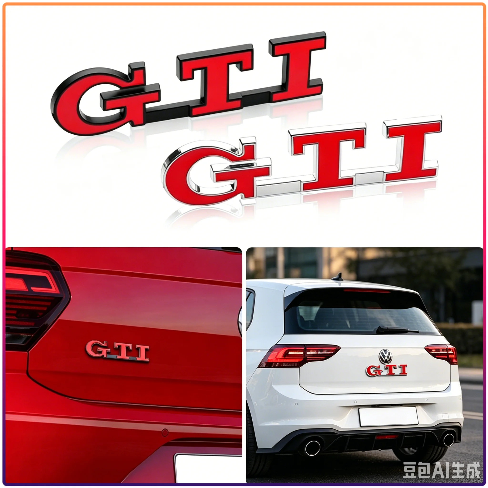 

1Pcs Metal GTI Badge Car Front Grille Emblem Trunk Badge Sticker For Volkswagen Golf-6 7 4 5 POLO Passat B5 B6 B7 T4 T5