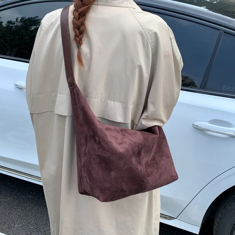 Cross Border New Large Capacity Suede Tote Bag Casual and Versatile Single Shoulder Bag Trendy Underarm Bag