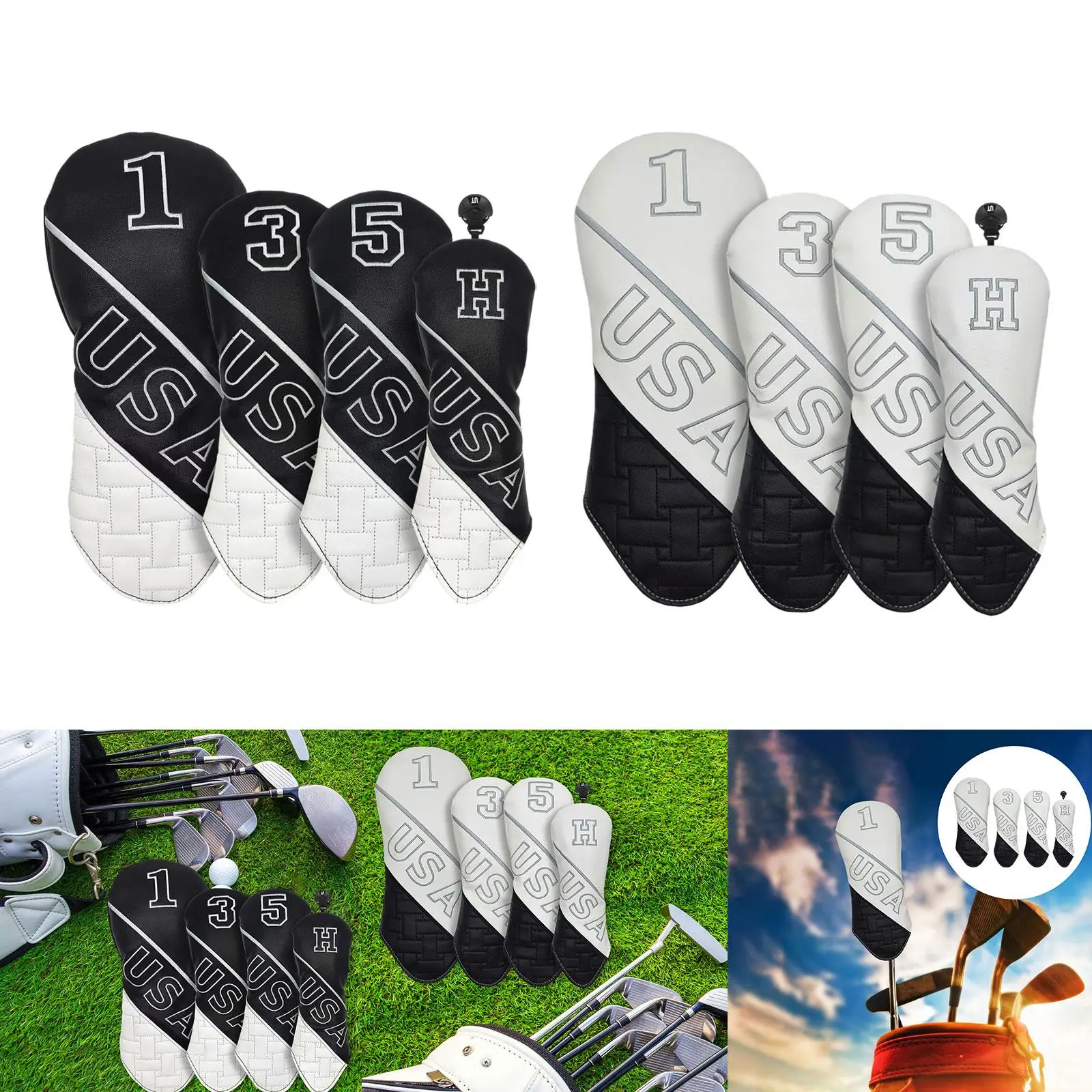 

4Pcs Golf Club Head Covers Portable Wear Resistant Protective Men Women