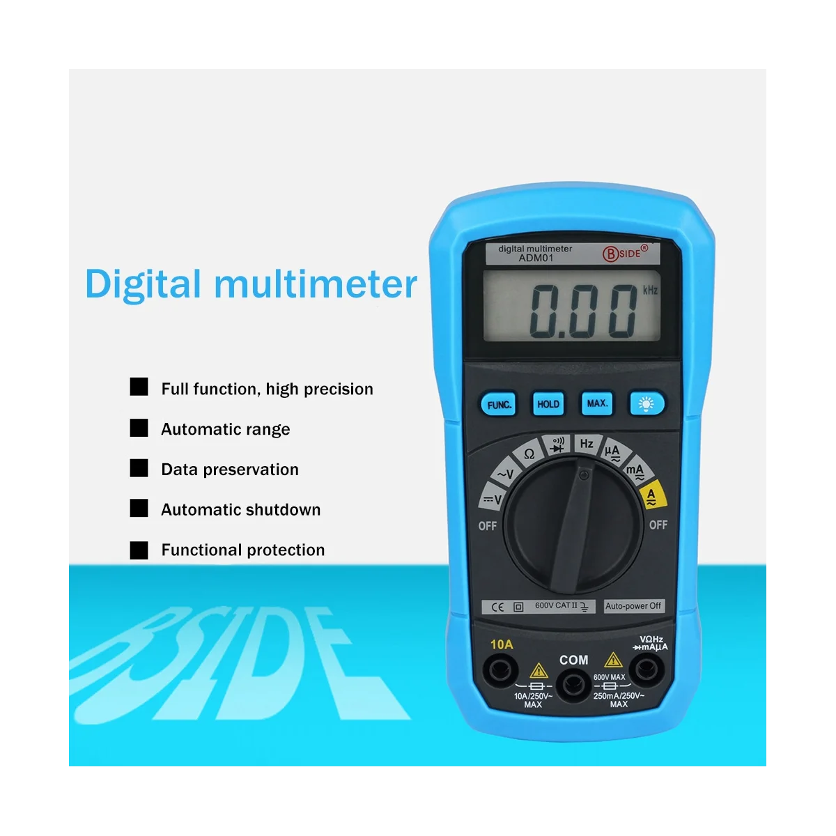BSIDE ADM01 Digital Multimeter Multifunction AC/DC Voltage Current Temperature Resistance Capacitance Pocket Tester