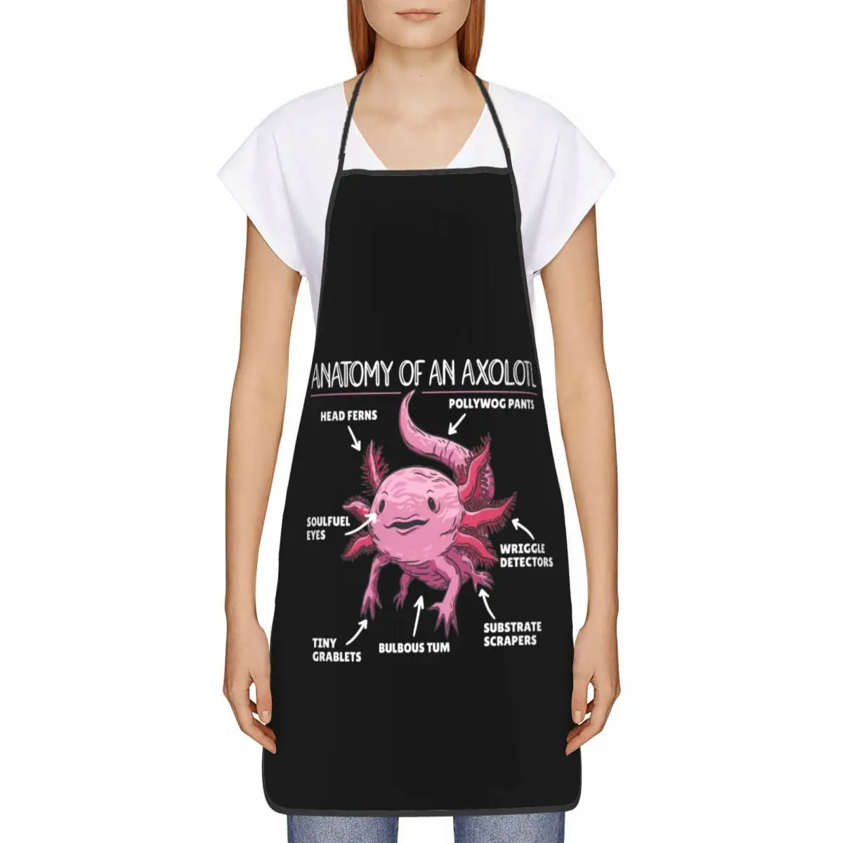 Custom Bib Anatomy Of An Axolotl Apron Men Women Unisex Adult Chef Cooking Kitchen Funny Tablier Cuisine Baking