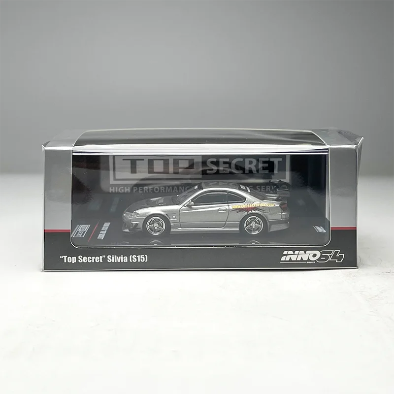 

INNO 1:64 TOP SECRET SILVA S15 Серебристо-серая модель автомобиля из сплава, классика, сувенир для взрослых, подарок, хобби и игрушки