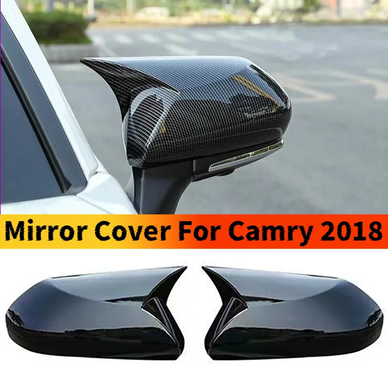 2pcs Side RearView Mirror Cover Caps Trim Gloss Black Carbon Fiber For Camry XV70 LE/SE/XLE/XSE/XLE car Exterior Stickers