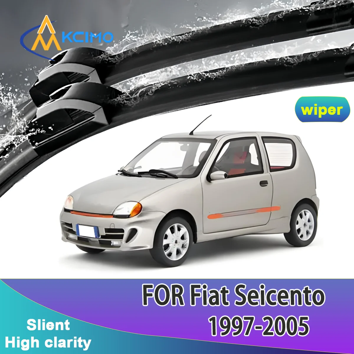 

2pcs Quality Front Wipers Silent Black Car Rain Brush Suitable for Fiat Seicento 187 1997-2005 Windshield Auto Wipers Windscreen