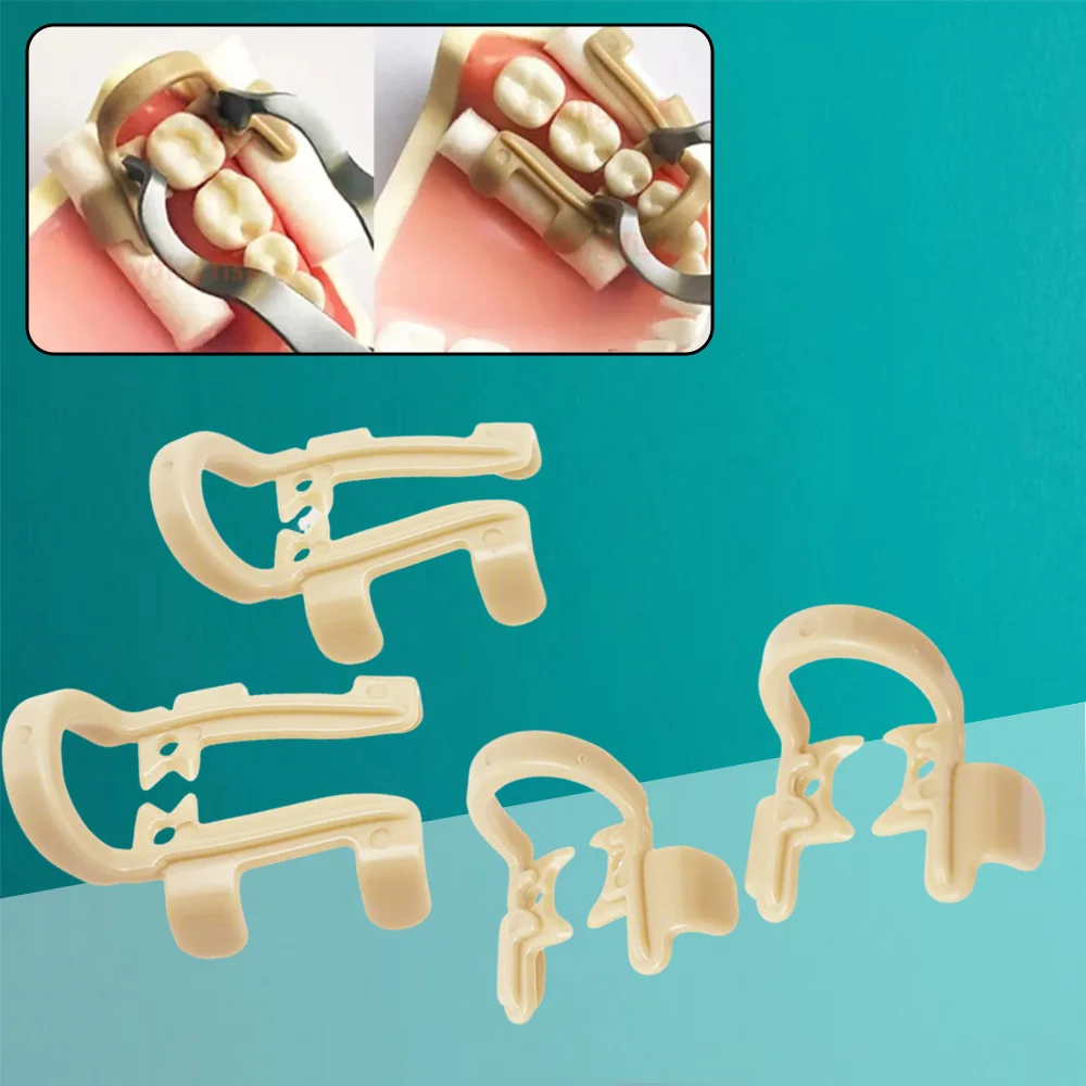 

Dental Cotton Roll Holder 4 Pack Resin Clips for Molar Premolar Hemostatic Clamps for Root Canal and Filling Treatments