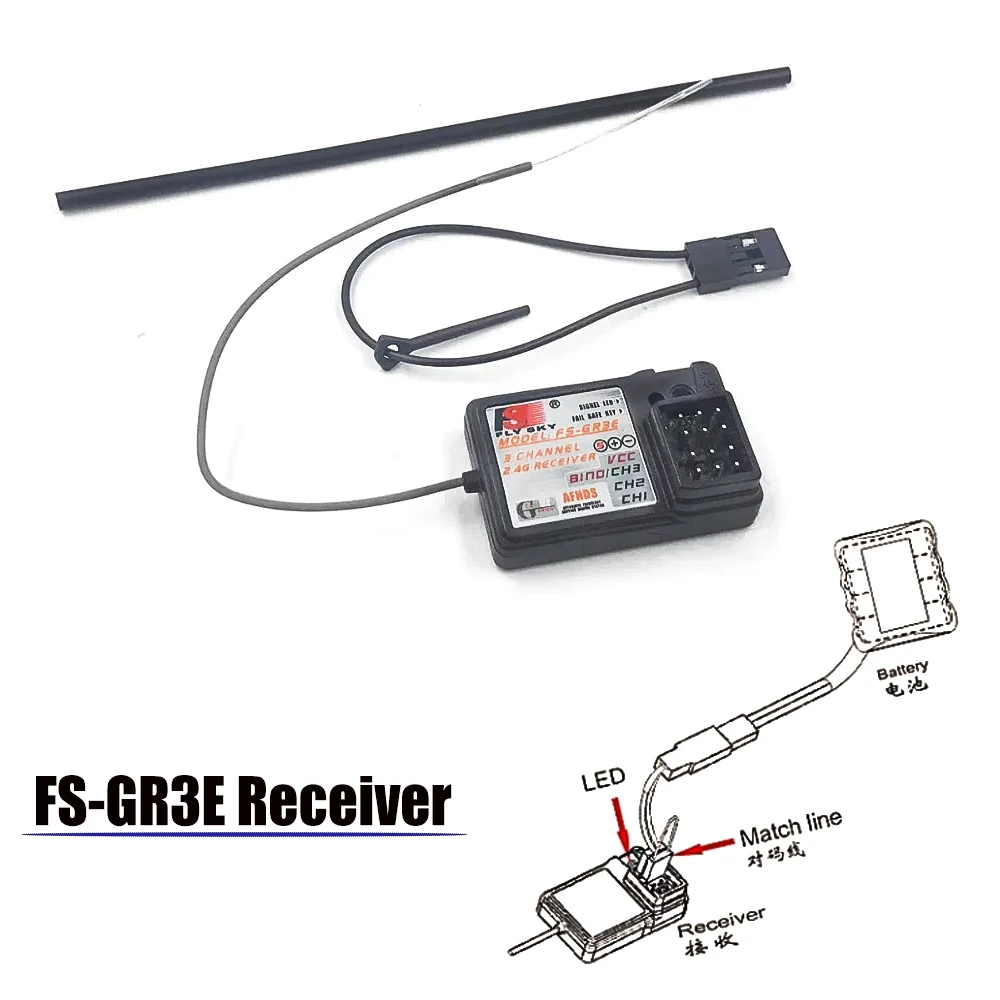 FLYSKY FS-GT2B GT2B 2.4G 3CH Radio Transmitter with GR3E Receiver 3.7V Battery USB cable for RC Car Boat Toys RC Parts