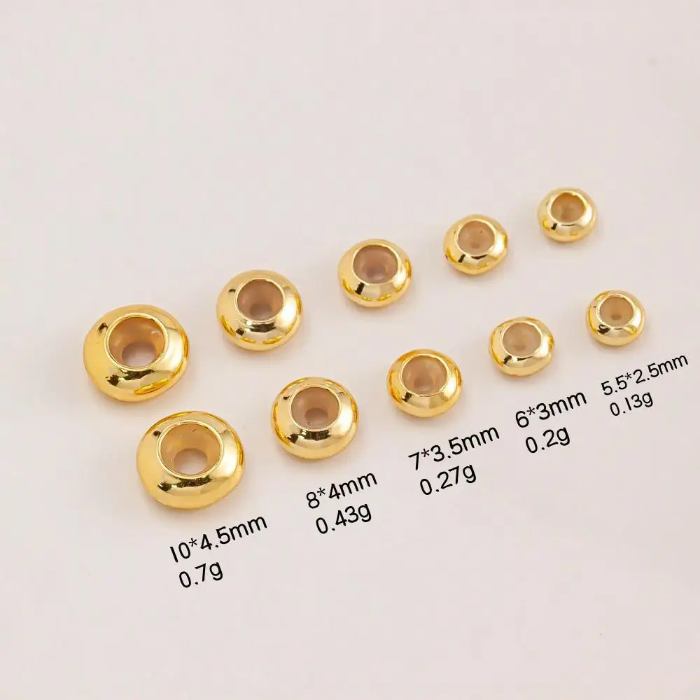 Gold Plated Flat Round Silicone Beads, Positioning Spacer Beads for DIY BraceletsI（10 pcs）