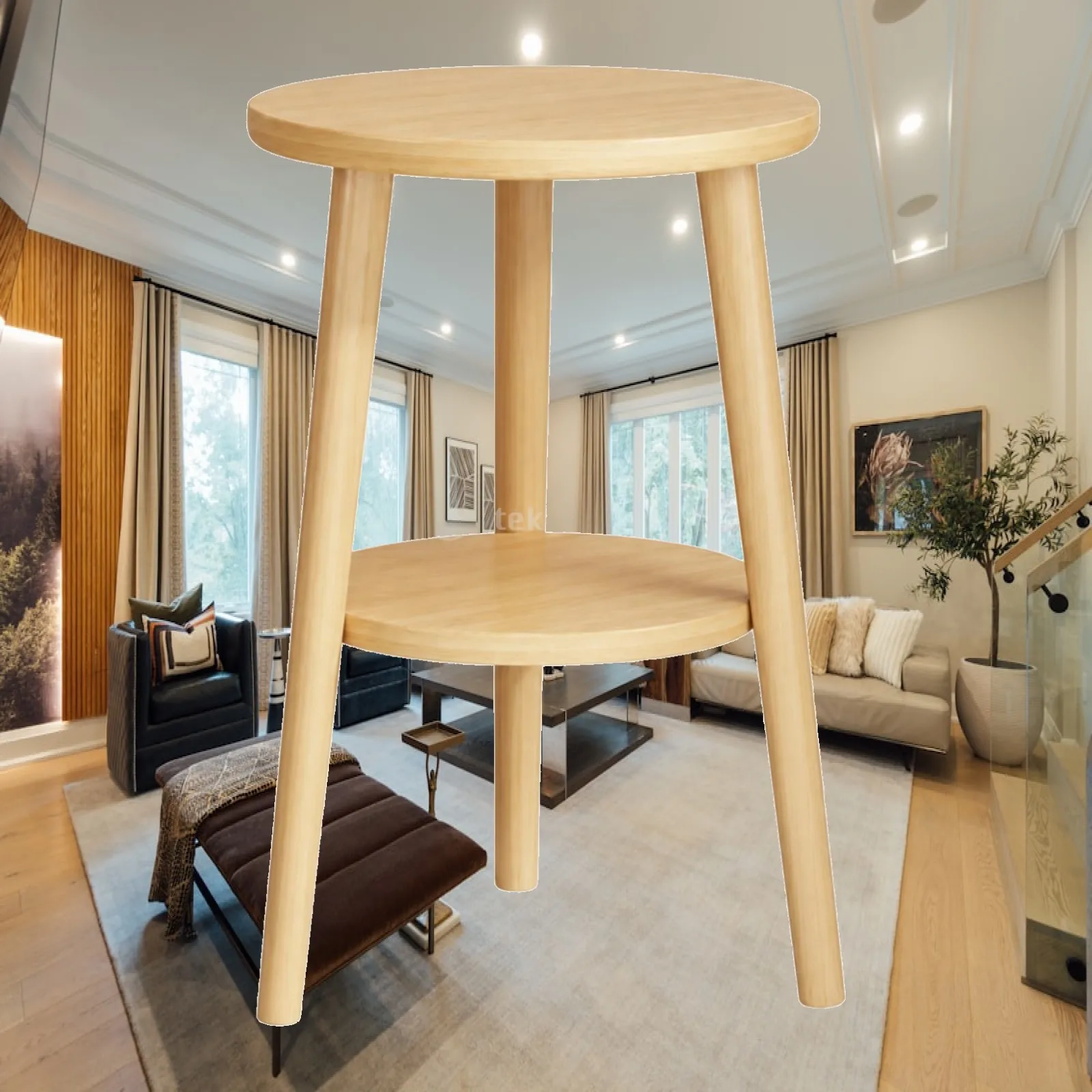 Freestanding Plant Stand with Circular Shelves Elegant Two-Tier Plant Stand Floor Standing Shelf Modern Stylish for Living Room