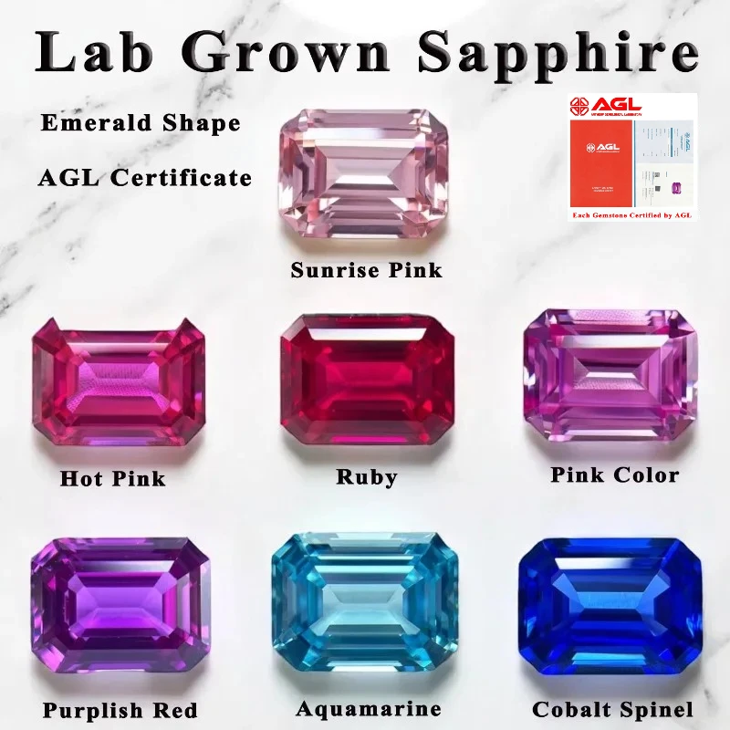 

Lab Grown Sapphire Emeralds Shape High-quality DIY Charms Jewelry Rings Earring Making Main Materials Selectable AGL Certificate