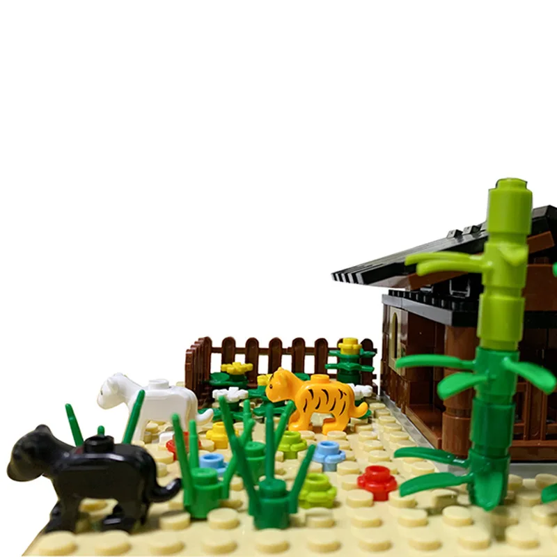 Zoo MOC Building Blocks Toys Farm Ranch Scenes Pet Bricks Kits Tiger Leopard Breeding House Goat Parts Compatible With LEGO