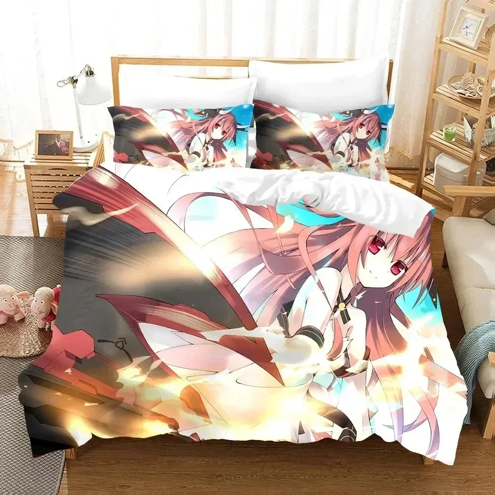 Date A Live Girls Japan Popular Anime 3D NEW Duvet Cover Pillowcase Bedding Set Adult Boy Girl Bedroom Decoration Single Double