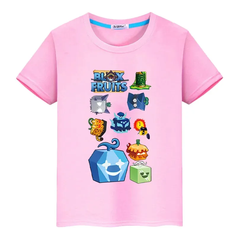 L2025l هالوين لعبة جديدة Blox الفواكه بلوزات قصيرة 100% القطن تي شيرت للأطفال الصبي 10 سنوات أنيمي تيز فخر التي شيرت y2k قطعة واحدة k #2