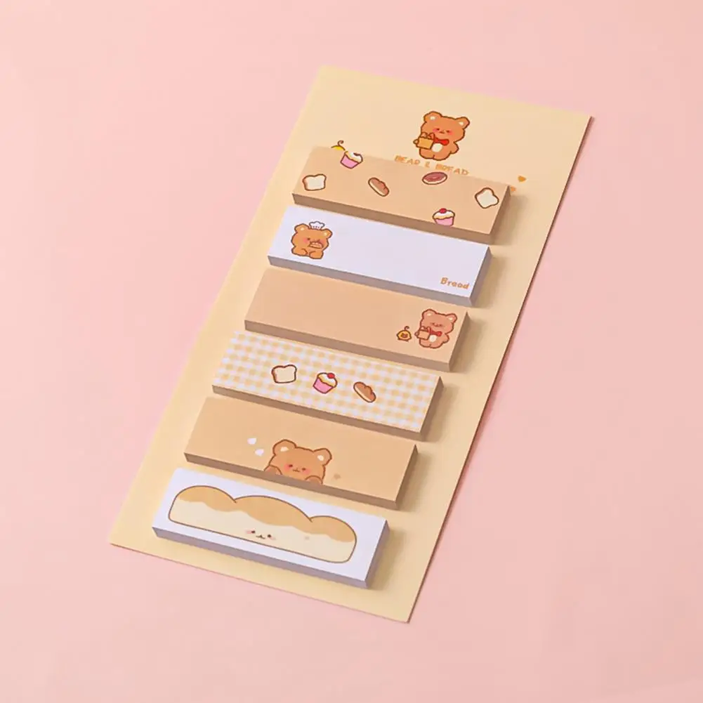 2Pcs Multifunctional Label Index Sticker Cartoon Printing Memo Pad Strong Viscosity Bear Dog Frog Sticky Notepad  Record