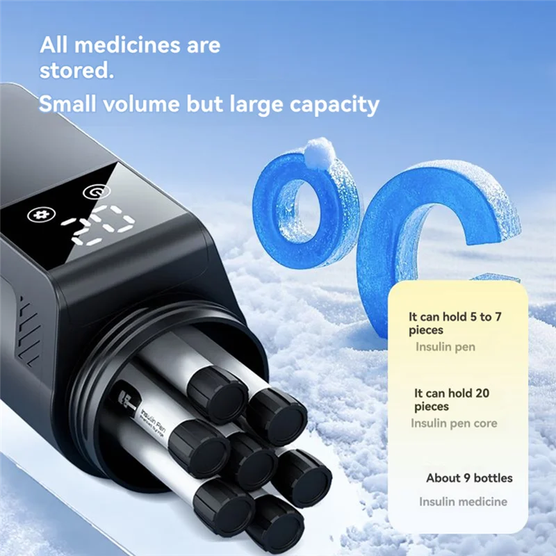 A84X-Medicine Beverage Refrigerator LCD Insulin Refrigerated Cup Portable Outdoor Cooler Flask Mini Vacuum Drug Cooler Fridge