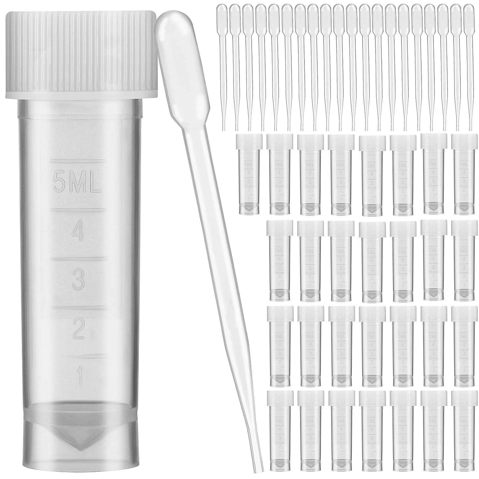 10ml Clear Plastic Sample Bottles Leak Containers Set for Liquid Transfer Pipettes Microbiology Testing Storage Vials