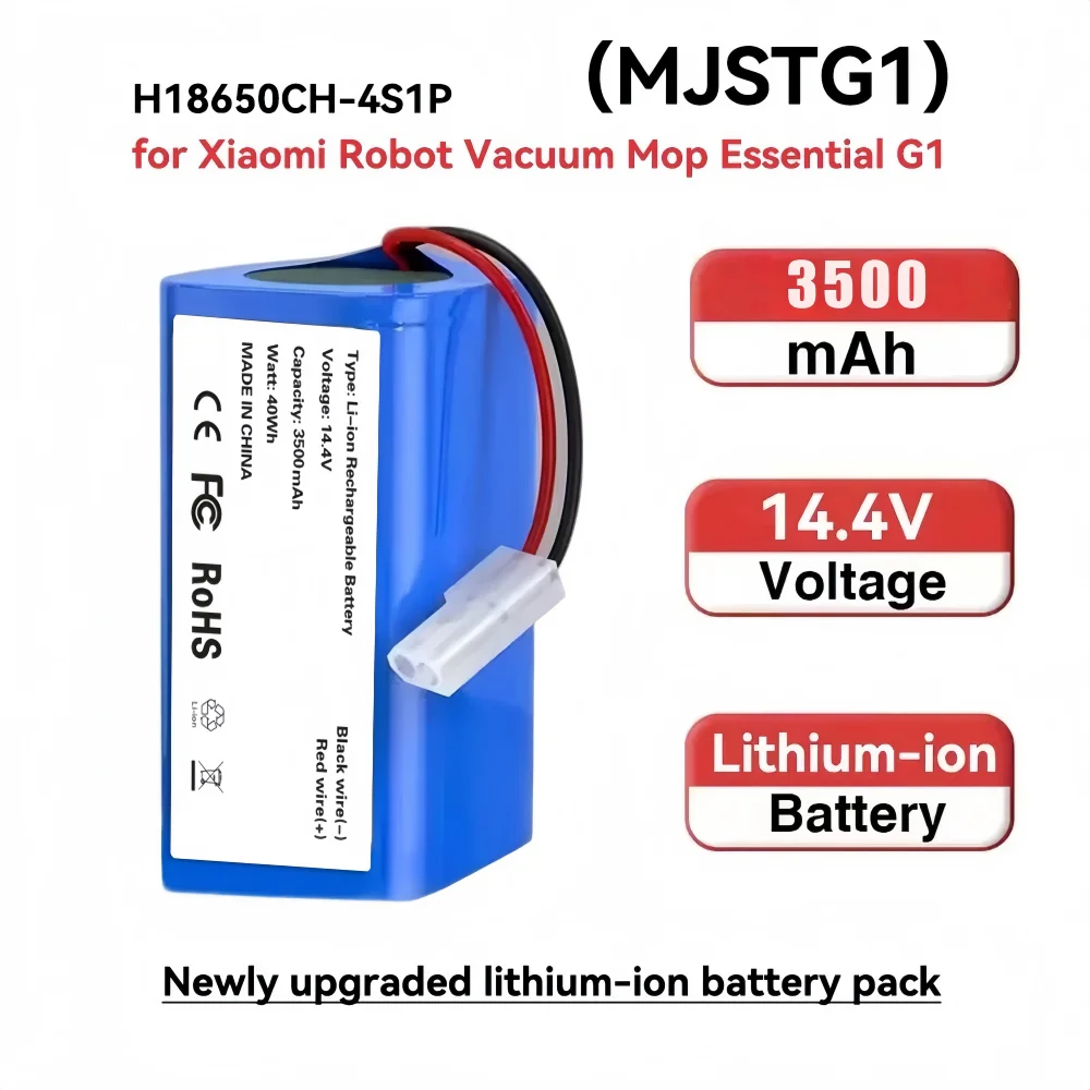 

High Capacity 3500mAh 14.8V Lithium Battery For Xiaomi G1 Vacuum Mop Essential MJSTG1 SKV4136GL Replacement H18650CH 4S1P