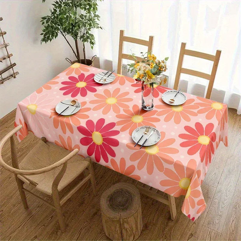 【jit】 1pc Soft, Fashionable and Beautiful 2D Colorful Little Dandelion Pattern Tablecloth, Machine Washable and Easy to Cleanxzj