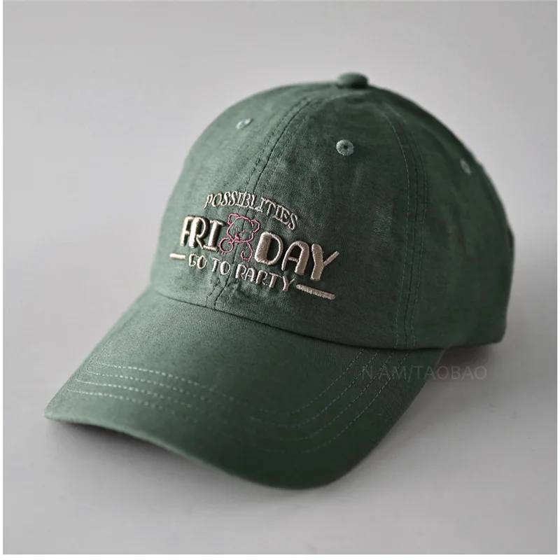 Washed Cotton unisex Baseball Cap with Friday go to Party Embroidery for Daily Wear cotton soft crown dad hats for women and men