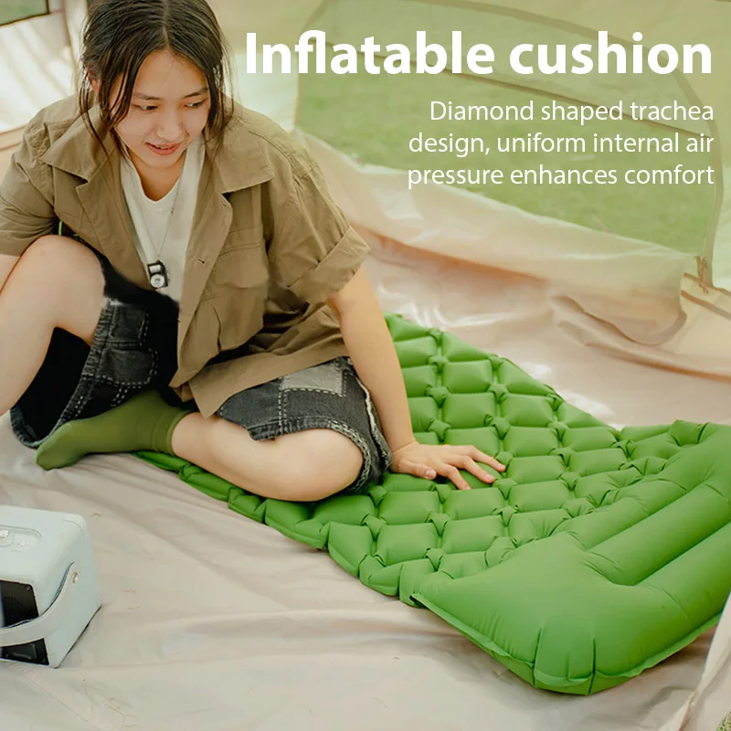 

Portable Outdoor Camping Sleeping Pad Inflatable Mattress With Pillows Ultralight Air Mat Built-in Inflator Pump Travel Hiking