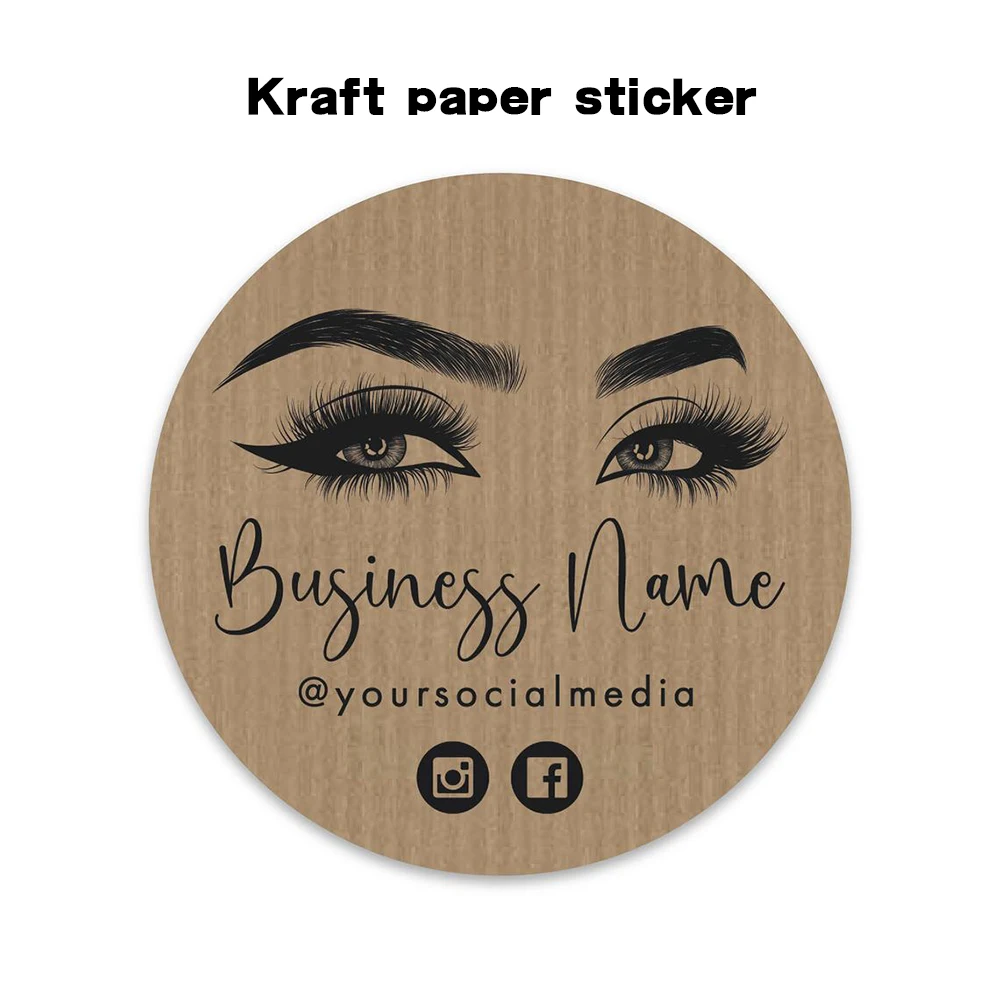 24PCS 40mm Custom Logo Design Modern Logo Sticker Business Lash Extensions Elegant Makeup Artist Logo Eyelashes Your Text Here