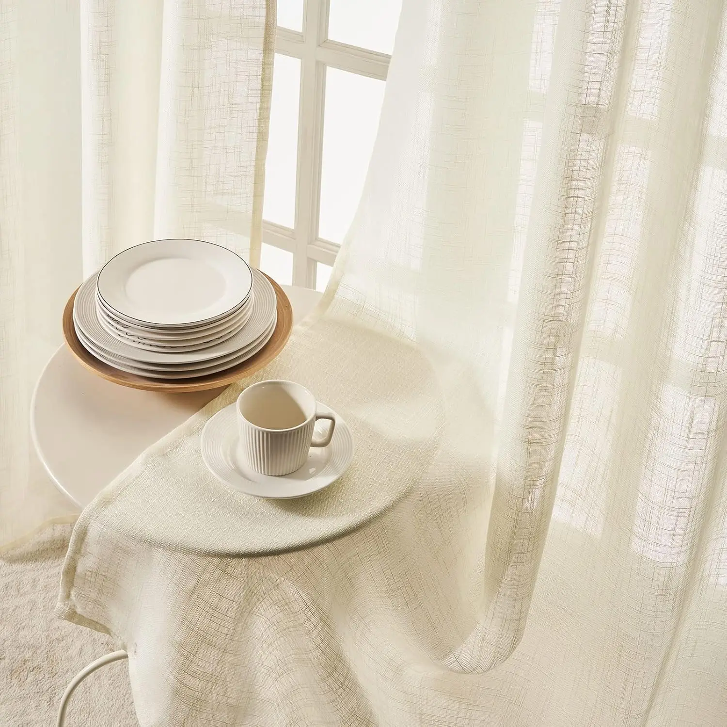 

1PCS Thickened Linen Solid Semi Shading Curtains Sheer European Style For Living Room Bedroom Japanese Style