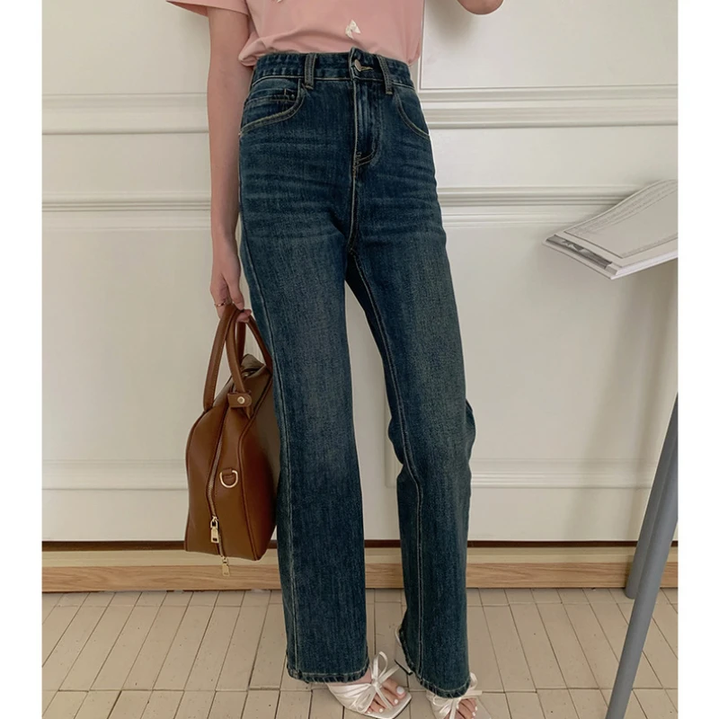 Women's High Waist Wide Leg Jeans Summer Thin Vintage Straight Leg Pants Fashionable Floor Mopping Jeans Y2k