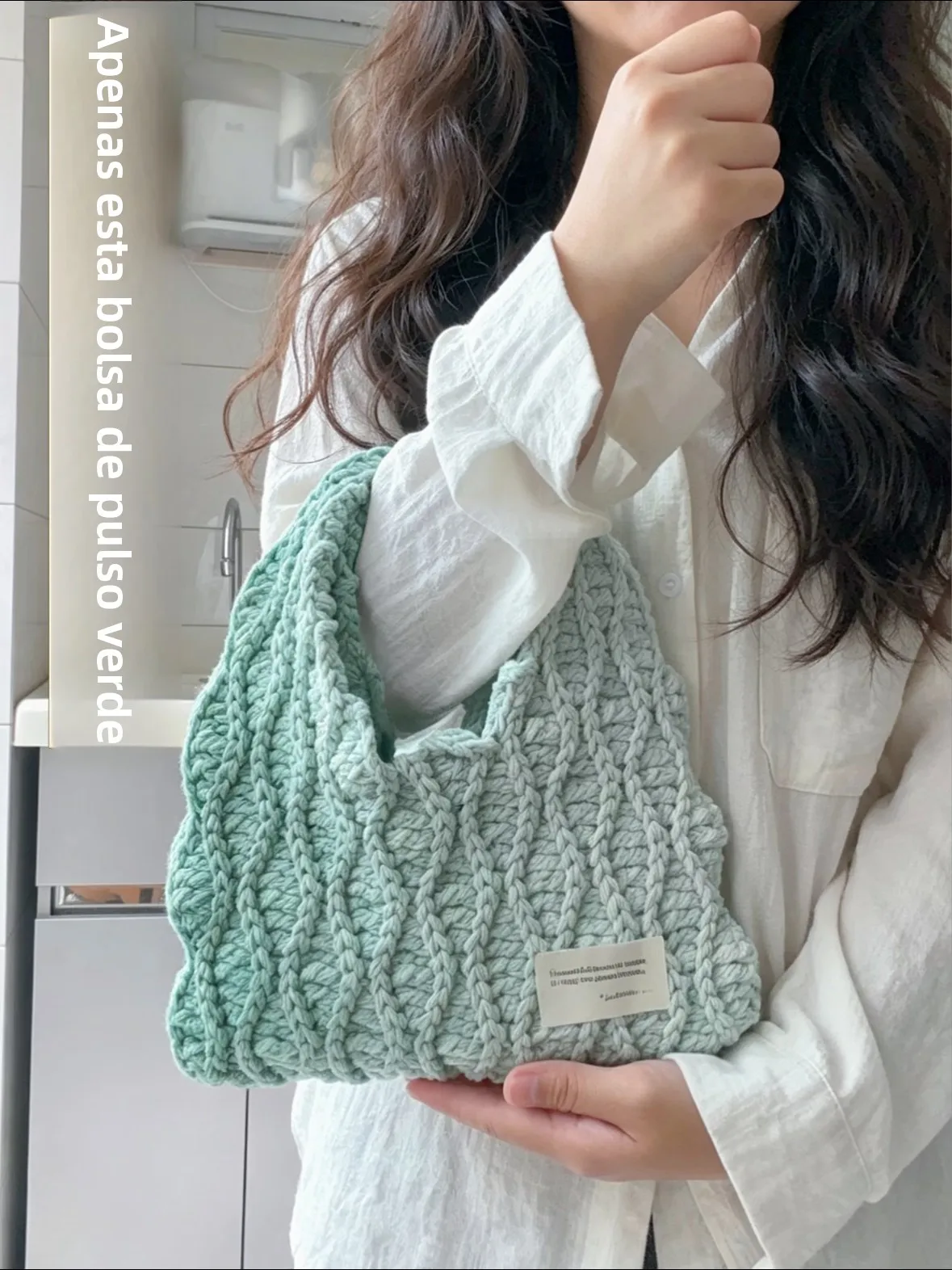 kit-de-material-para-tejer-a-crochet-bolso-verde-hecho-a-mano-proyecto-de-manualidades-de-moda-para-adultos