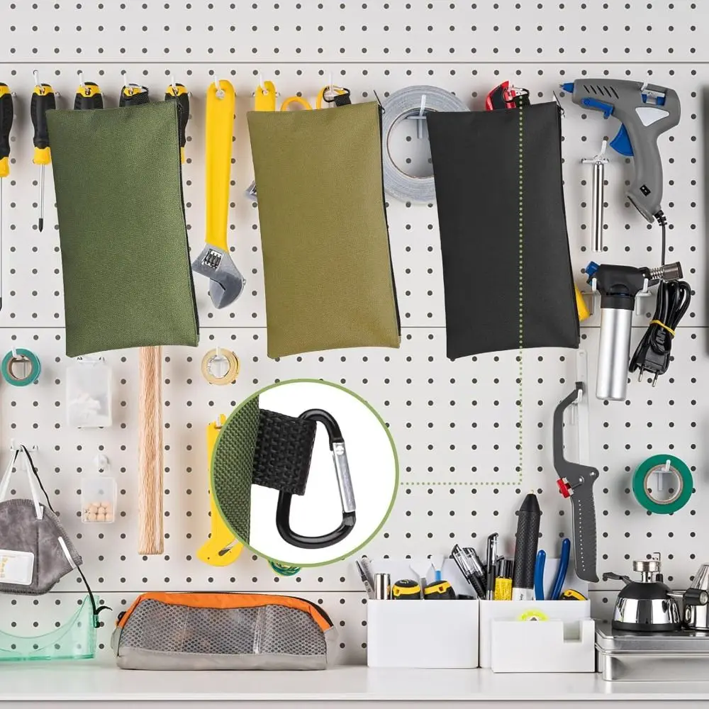 with Carabiner Tool Zipper Pouch Multi-Function Waterproof Tools Organizer Wear-resistant Durable Multipurpose Storage Organizer