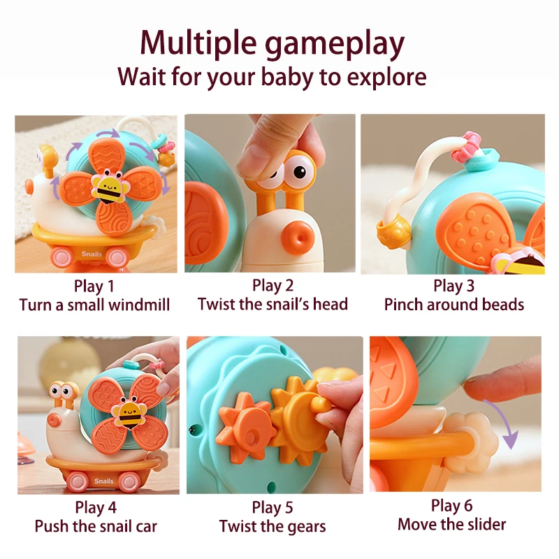 Lumaca Auto Ventosa Spinner Mulino A Vento Giocattoli Sensoriali Fine Motor Infantile Giocattoli Da Viaggio Montessori Per Le Ragazze Dei Ragazzi Regalo Neonato