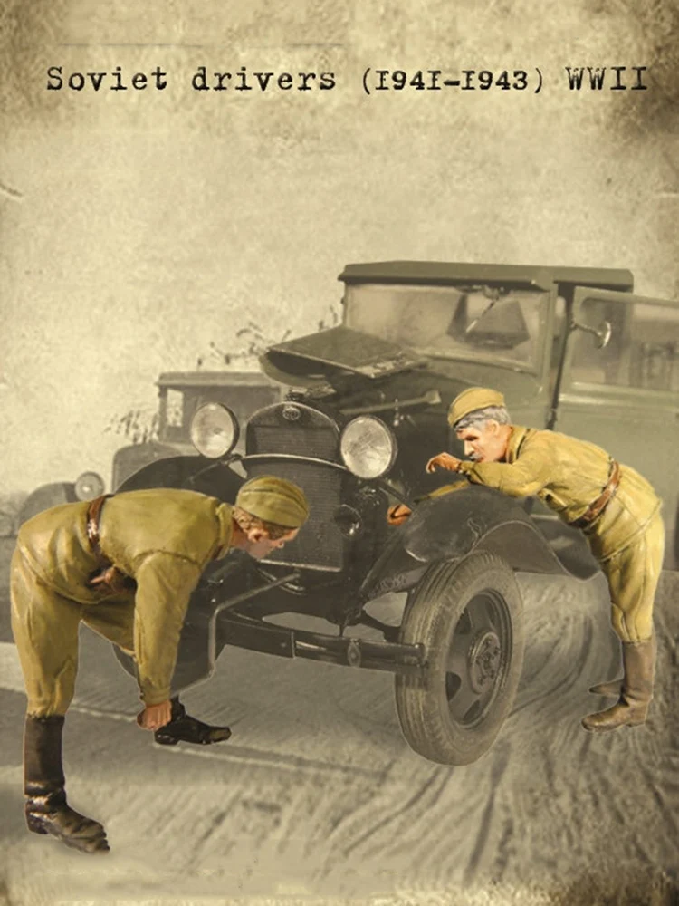 Unpainted Kit 1/35 Soviet drivers (1941-1943)  winter  not have car   figure Historical  Figure Resin  Kit Miniature