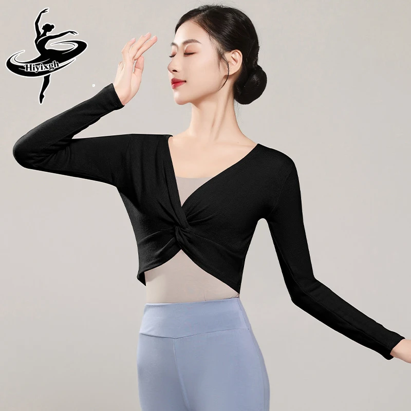 Tops de Ballet para Mujer, Chaqueta de Ballet, Top Corto, Camisa de Danza de Manga Larga de Algodón para Mujer, Conjuntos de Ballet