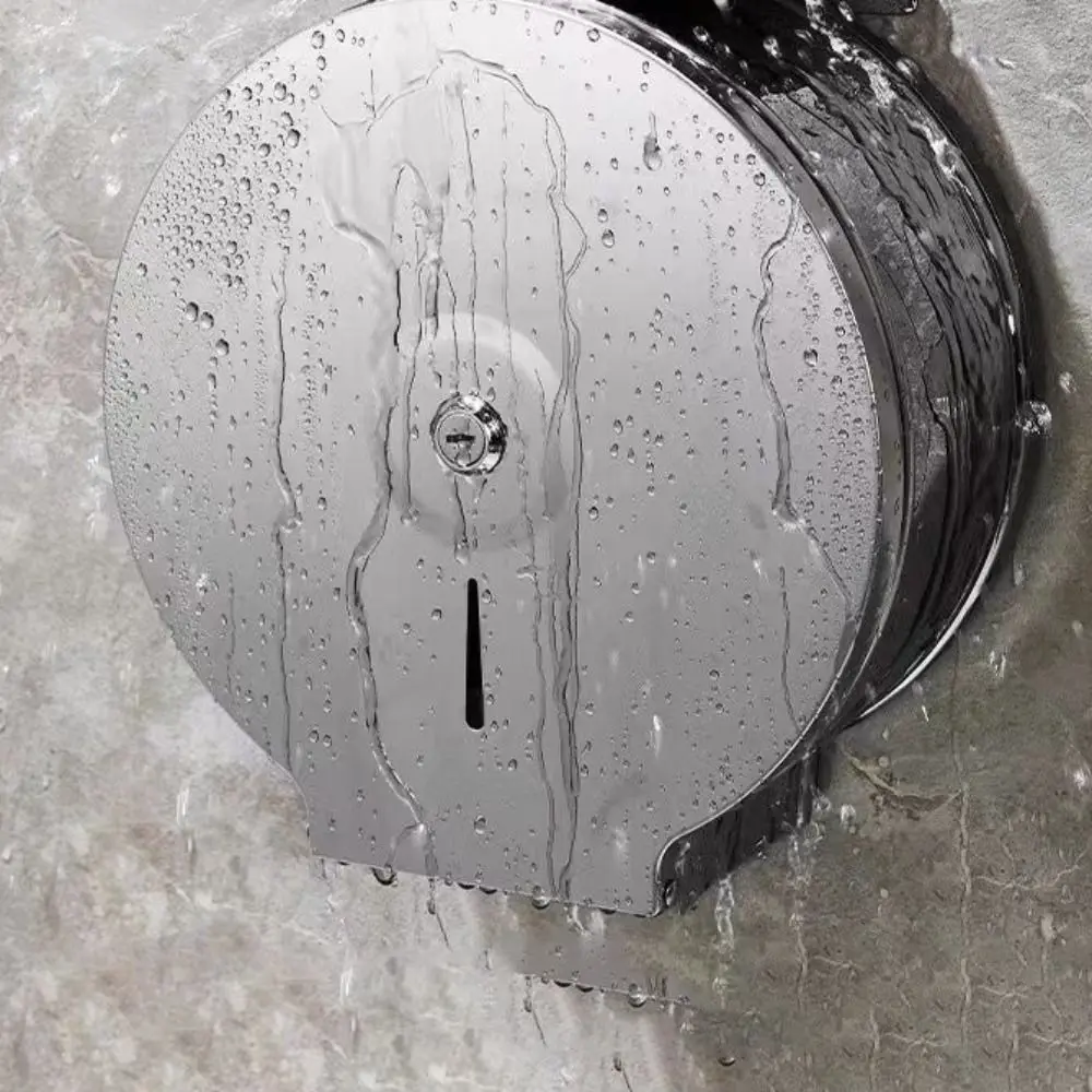 

Stainless Steel Toilet Paper Roll Box Wall Mount with Key Paper Towel Dispenser Waterproof Serrated Paper Outlet