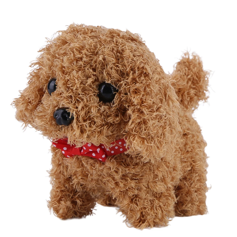 Robot electrónico de juguete para perros con pilas, cachorro de peluche para caminar y ladrar, juguete de peluche con cola oscilante, regalo de cumpleaños para niñas y niños