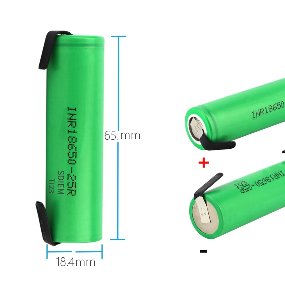 25R 3.7V 18650 Lithium Rechargeable Battery INR18650 25R M High Discharge 20A Power Battery DIY Welding Nickel