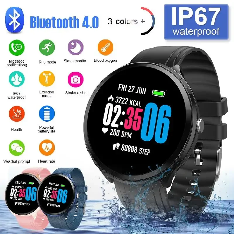 Family Health Smartwatch: Continuous HR & BP Monitor, Activity Tracker Bracelet for Men Women Children iOS Android
