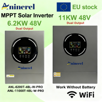 Aninerel NEW 11KW 6.2KW 48V Hybrid Solar Inverter household Dual output Built-in MPPT 120A 160A Charge Controller 220V WiFi