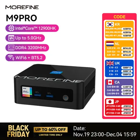MOREFINE M9PRO Mini PC 12900HK Intel Core i9 Mini PC de jeu i5 12500H i7 12800H RAM 16G 512G NVME ordinateur de bureau Portable Windows 11Pro