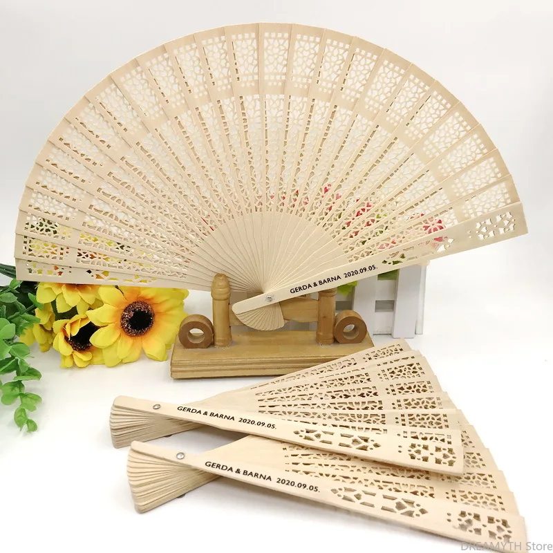 20/40/50 pieces of personalized wooden wedding gifts and gifts for guests Sandalwood fan folding party decoration