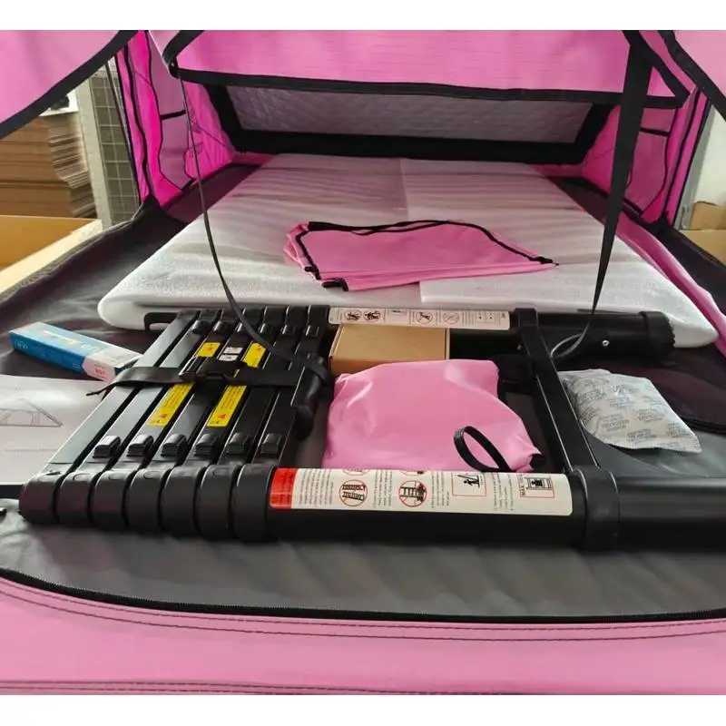 Durable Fit Rack New Color Den Pink Fashionle Four-Season Waterproof Roof Top Tent Aluminum Shell Easy Mounting - 4 Person