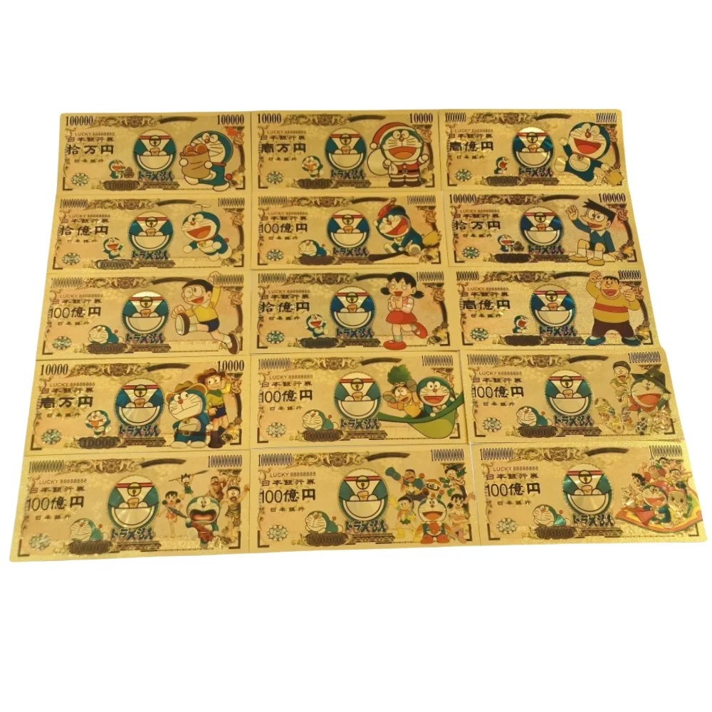 

Japanese Anime Doraemon Cute Gold Banknote Hobby Collectibles Character Noby Doraemon Big G Children Birthday Gifts Gold Cards
