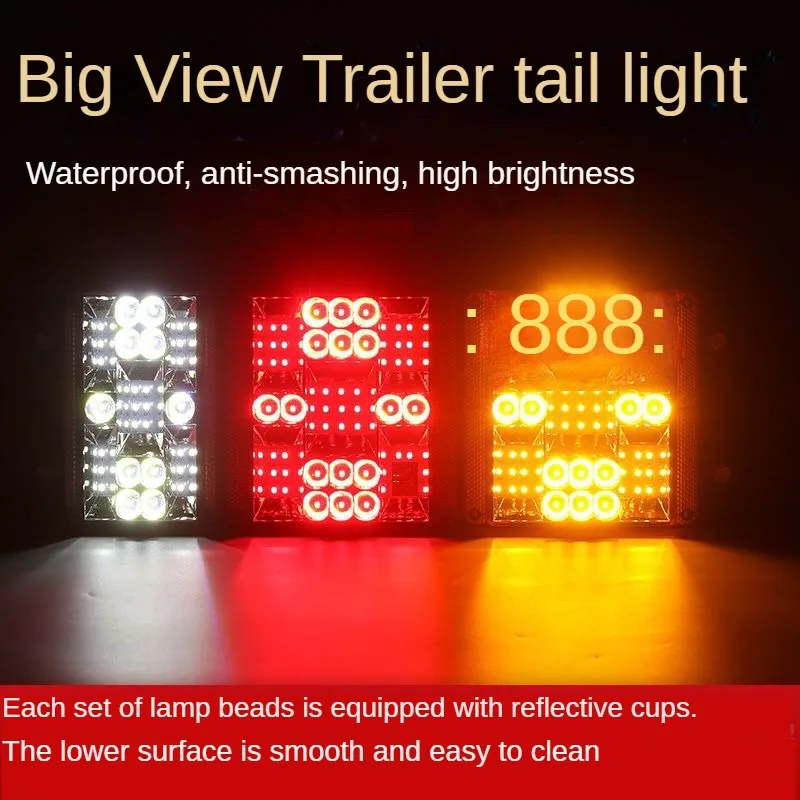 2pcs Led Super Bright Large Field View 24V Rear Tail Light For Large Trucks Semi Trailer Waterproof Rear Taillight Assembly