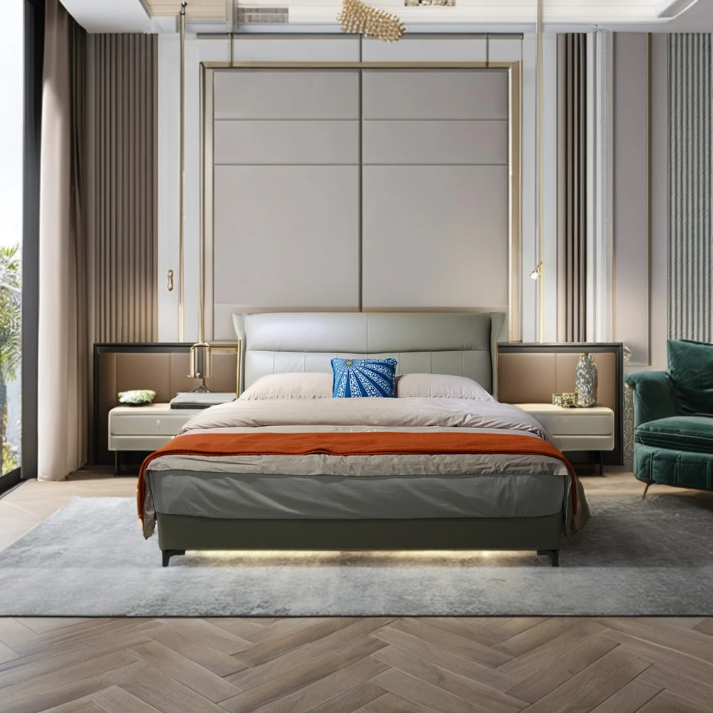 

#High Quality Leather Bed King and Queen Bed Size New Design 1.8m Double Modern Bed