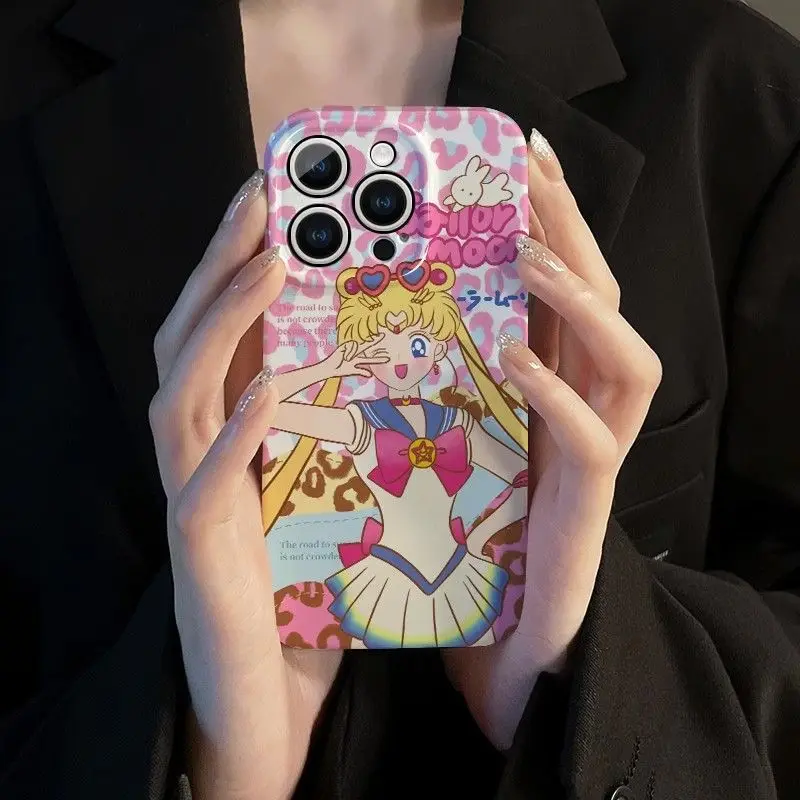 New Kawaii Sailor Moon Phone Case Anime Cartoon 16Promax Phone Case Cute Beauty Iphone15 Printed Protective Case Birthday Gifts