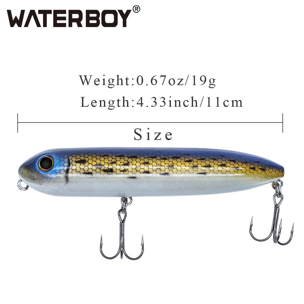 WATERBOY Doggy Walk Fishing Lure 11cm 13cm Long Casting Pencil Popper Splashing Top Water Floating Lifeliked Action Hard Bait