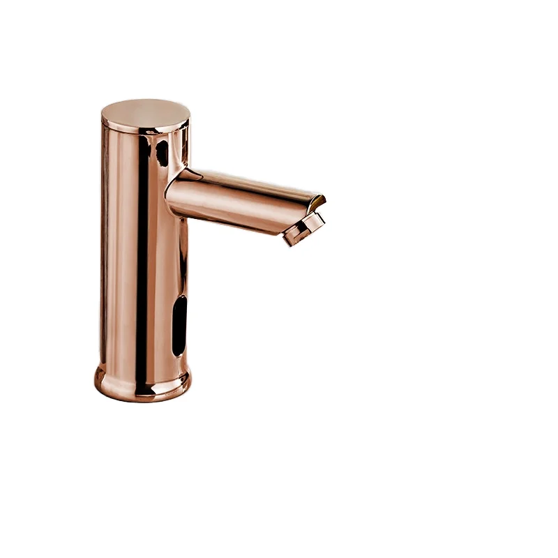 Modern Simple Design Fully Automatic Sensor Faucet Copper Hot/Cold Water Deck-Mounted Kitchen Sink Rose Gold Finish Single-Hole