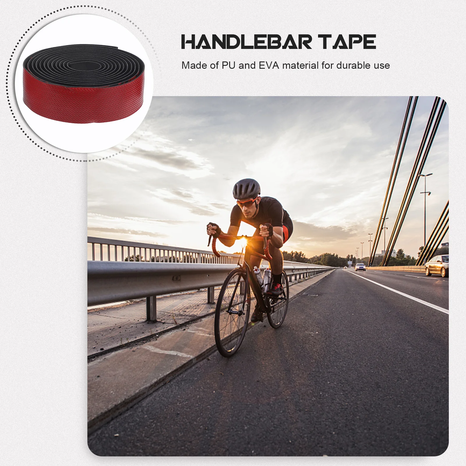 

1Pair PU Eva Bicycle Handlebar Tape Breathable Non Slip Lightweight Cycling Grip Wrap Red Handlebar Tape Cycling Handle Belt