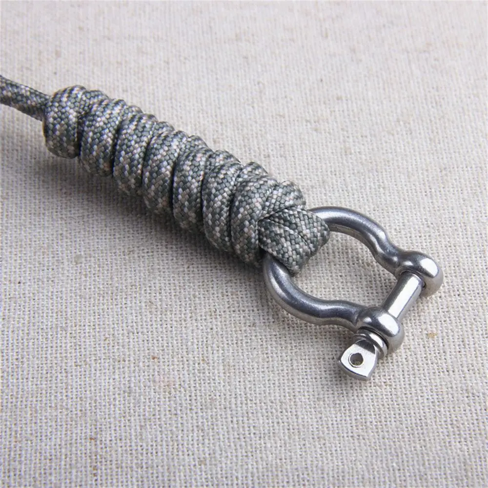 D Bow Buckle Paracord Keychain High Strength Outdoor Style Umbrella Rope Keyring Anti-lost Chain Braided Parachute Cord Keychain