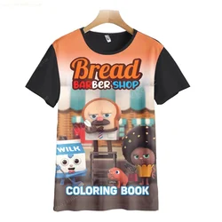 Summer Bread Barbershop T Shirt For Kids Boys Cartoon T-shirt Short Sleeve Top Sesames Tee Shirt Street Funny Clothes Girls