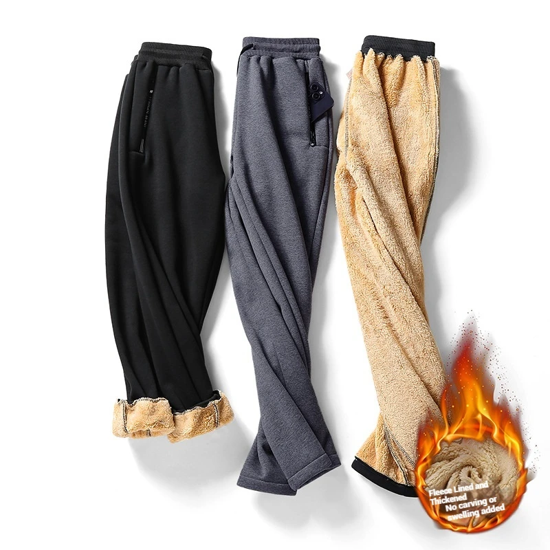 

Winter Thickened Fleece Pants For Men Thermal Warm Cold Weather Outdoor Sports Joggers Casual Plus Size Hiking Trousers Training